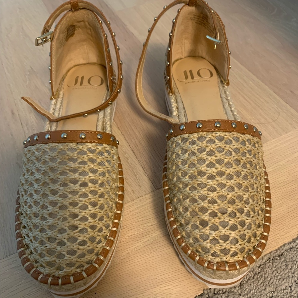 JLO Stud Ankle Strap Close Toe Sandal - 9